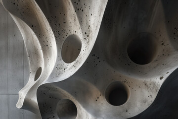 Poster - Abstract parametric concrete facade. Background image. Created with Generative AI technology