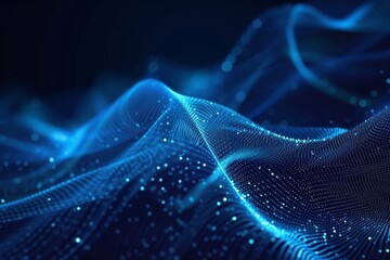 Poster - Discover the future of technology with this abstract blue mesh background, where glowing lines interweave to create a modern, high-energy design.