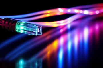 Poster - Optic cable internet connection. Digital data. Generate Ai