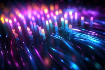 Poster - Flexible Optical fiber mockup. Fiber digital. Generate Ai
