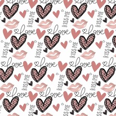 Wall Mural - seamless pattern with hearts