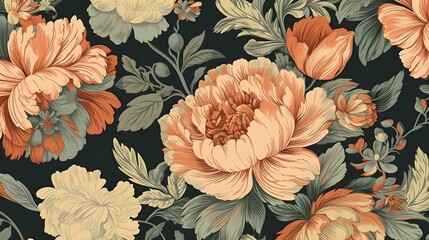 Wall Mural - AI generated illustration of a bright and colorful floral pattern design