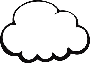 vector illustration of a cartoon cloud in black outline on a white background