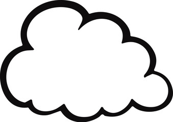 Vector illustration of a cartoon cloud in black outline on a white background