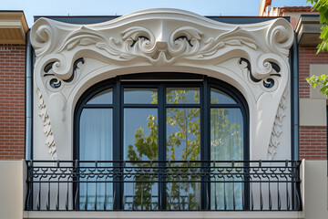 Poster - Modern minimalistic art nouveau facade. Background image. Created with Generative AI technology