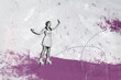 © deagreez - Creative drawing collage picture of attractive excited female roller skater have fun grunge texture fantasy billboard comics zine minimal