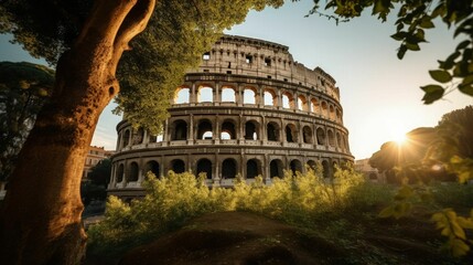 AI generated illustration of a breathtaking view of the Coliseum in Italy