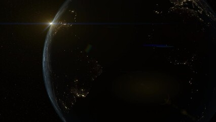 Wall Mural - 3D rendered animation of the Earth in space with the Sun shining in the background