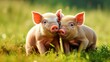 AI generated illustration of two piglets standing side-by-side in a grassy meadow