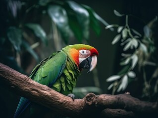 Wall Mural - ai generated illustration of a colorful parrot perched on a tree branch