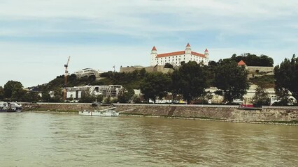 Canvas Print - Drive along river with a view of Bratislava Castle