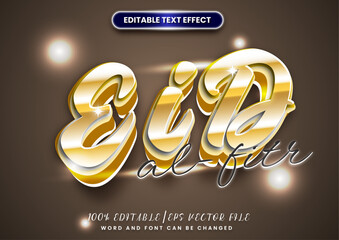 Poster - Luxury golden design. Eid al fitr 3d cartoon editable text effect.
