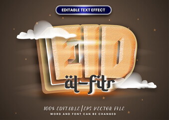 Poster - Luxury title golden design. Eid al fitr 3d cartoon editable text effect.