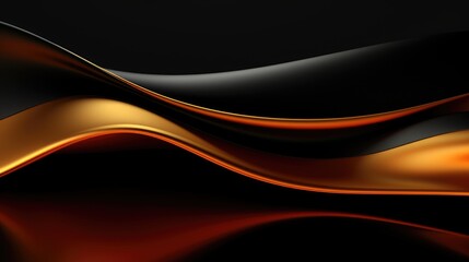 Poster - Abstract orange, black and gold background with waves