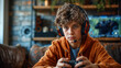 Teenager Playing Video Games with Headset. Generative AI