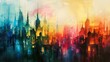 watercolor painting, image of a city created by artificial intelligence