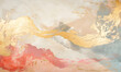 © simba kim - abstract watercolor background, gold, Coral, beige Generative AI