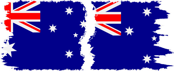 Australia and Australia grunge flags connection vector