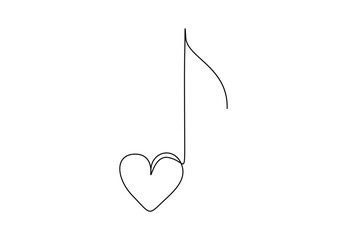 Poster - Simple musical note continuous one line drawing vector illustration. Free vector