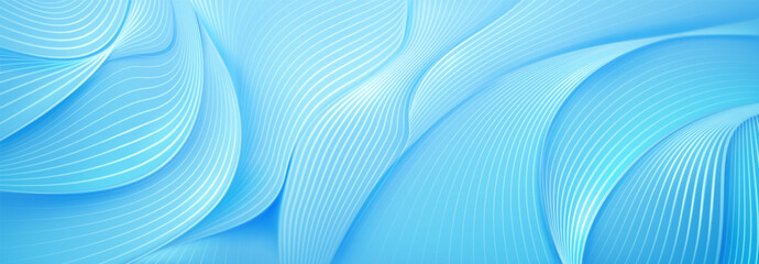 Wall Mural - Abstract background in light blue tones made of curved striped surfaces