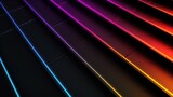 Fototapeta  - A minimalist HD wallpaper featuring super black with colorful RGB light effects, evoking a futuristic, gaming, and high-tech ambiance
