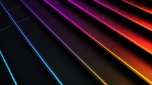 A Minimalist HD Wallpaper Featuring Super Black With Colorful RGB Light Effects, Evoking A Futuristic, Gaming, And High-tech Ambiance