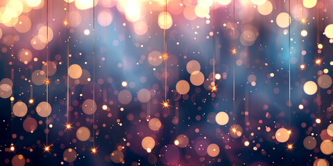 Wall Mural - Glitter abstract background with sparkling golden particles and bokeh