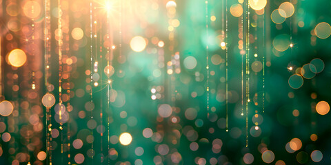 Wall Mural - Glitter abstract background with sparkling golden particles and bokeh