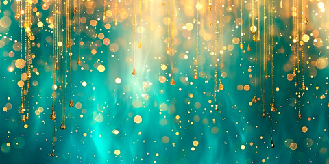Wall Mural - Glitter abstract background with sparkling golden particles and bokeh