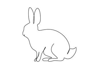 Fototapete - Rabbit one line drawing. Continuous single line drawing of bunny. Vector illustration. Free vector 
