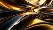 Shimmering golden waves flow smoothly in an elegant abstract design in oil like fluid.