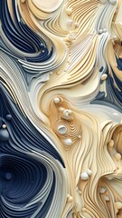 Poster - Computer Generated Image of Waves and Bubbles. Generative AI.