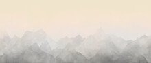 Mountain Watercolor Vector Background With Sky And Clouds. Oriental Luxury Misty Landscape Illustration With Watercolor Texture For Design Interior, Flyers, Poster, Cover, Banner. Modern Painting.	
