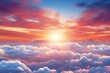 Sunset above the clouds,  Beautiful sky with clouds at sunset