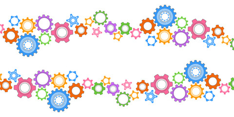 Wall Mural - Multi-colored gears. Rotating mechanism of round parts .Machine technology. Vector illustration.