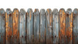 old wooden fence isolated on transparent background