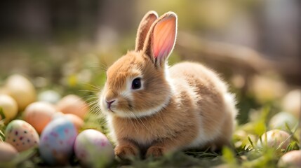  Cute Easter Bunny with Colorful Eggs