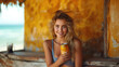 © Pathompong Thongsan - Beautiful young woman with a yellow can of cold beer