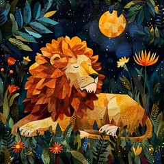 Wall Mural - Lion pattern with colorful color wallpaper background 