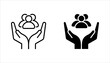 © Ainul - An inclusive workplace. employees on human hand line icon set vector illustration on white background