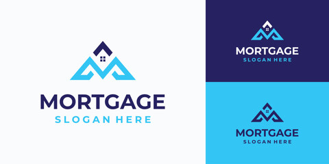 Poster - vector logo design for the initials of the letter m outline of a house roof.