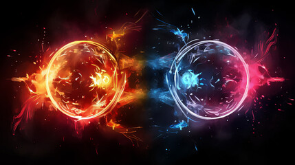 Wall Mural - Abstract colorful background with circles and fire effects. Vector illustration