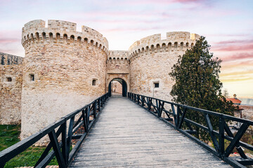 Wall Mural - Belgrade's fortress Zindan gate, a historic landmark in Serbia, stands as a symbol of the city's rich history and architectural heritage.