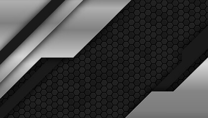 The dark background consists of reflective metallic lines. hexagonal metal texture background