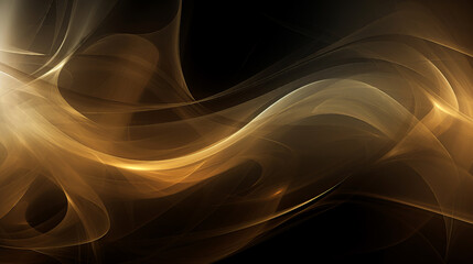 Wall Mural - abstract golden curves on black background