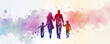 © Teerawan - Watercolor painting of family silhouette walking together, abstract background