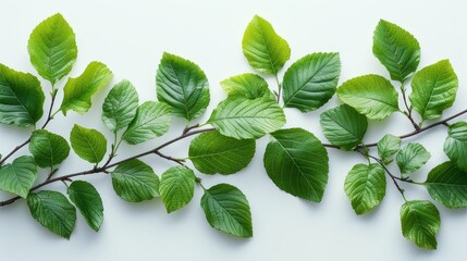 Poster - Fresh green leaves on on light background