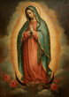 Image of Maria de Guadalupe art, catholic religion painting of virgin mary, mexican christian tradition