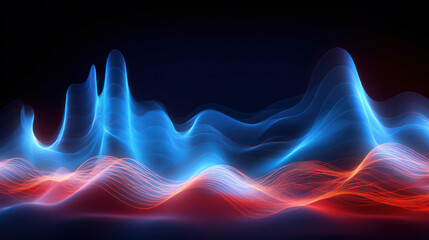 Poster - Abstract Wave: A Digital Futuristic Design of Technology and Science Illustration with Sound and Light Flow Curves
