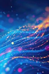 Futuristic technology abstract glowing background with lines for network, big data, data center, server, internet, speed. Abstract neon lights in technology tunnel.